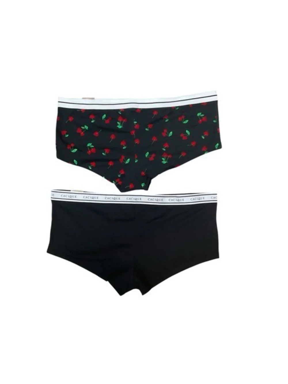NWT Cacique Cotton Boyshorts Black/Red Lot‎ of 2 Panty Women 22/24 India Cotton